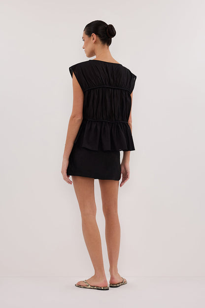 EVA BLACK LINEN SKORT