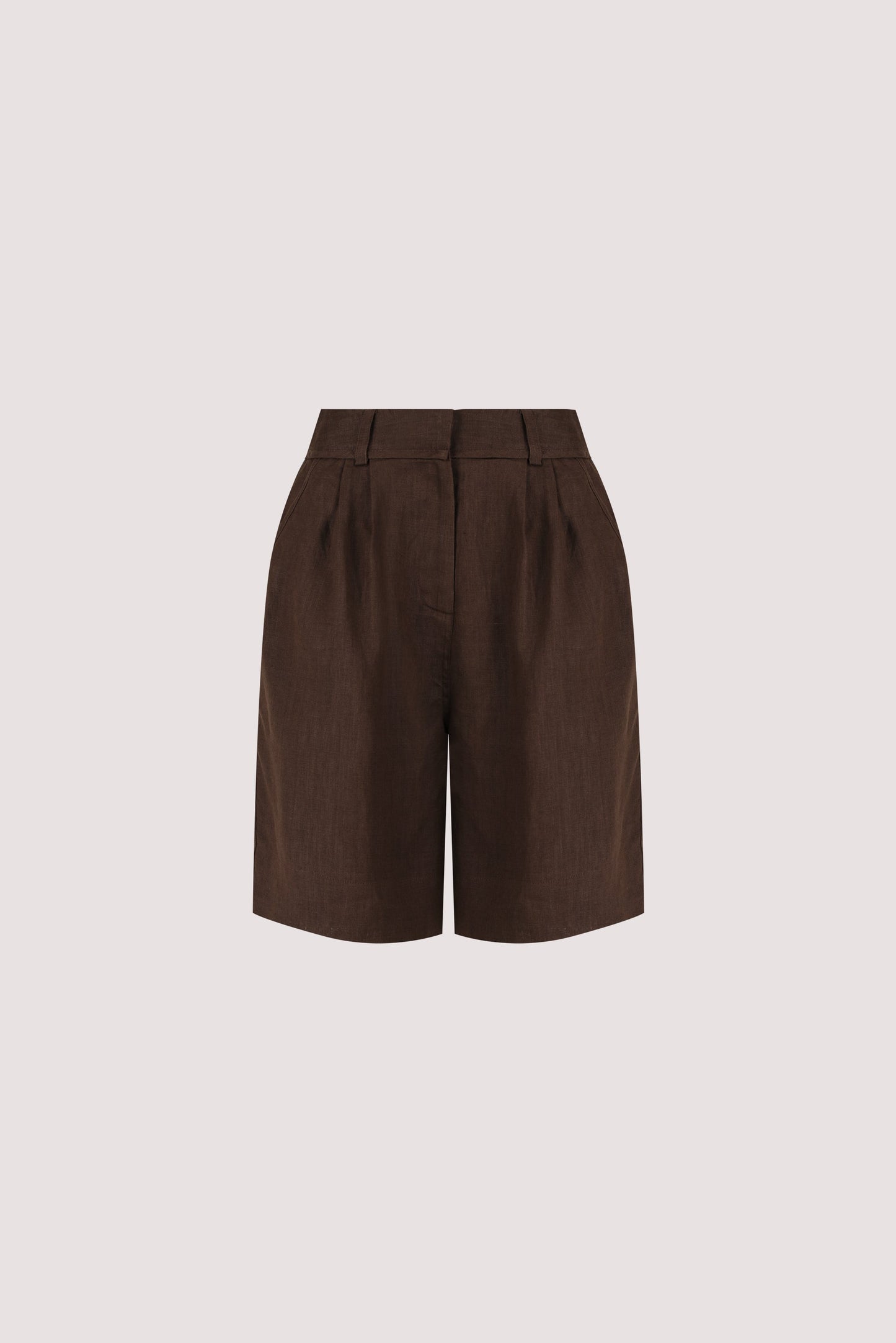 KAYLA BITTER CHOC LINEN BERMUDA SHORT