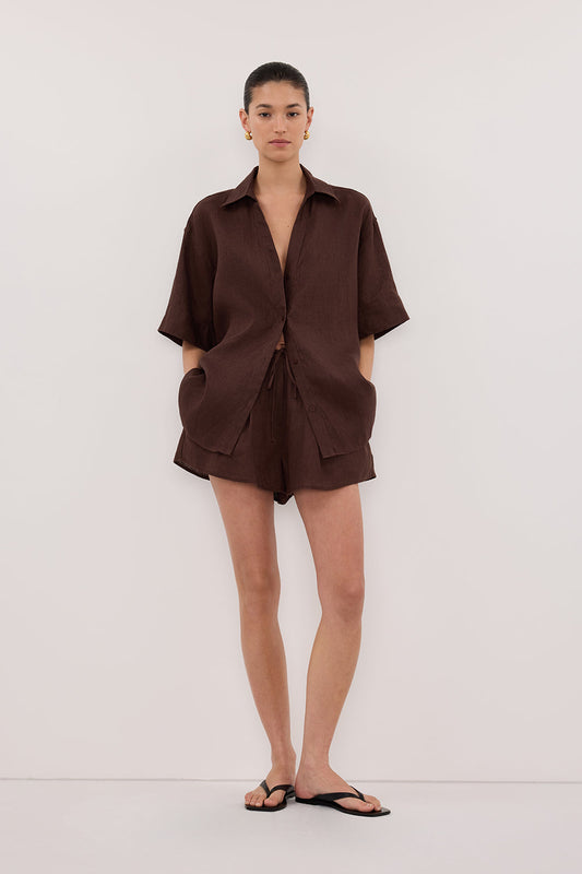 HELENA COCOA LINEN SHORT
