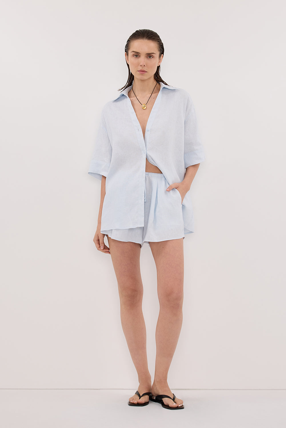 HELENA CORNFLOWER LINEN SHORT