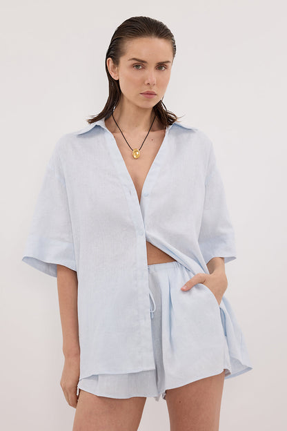 HELENA CORNFLOWER LINEN SHORT