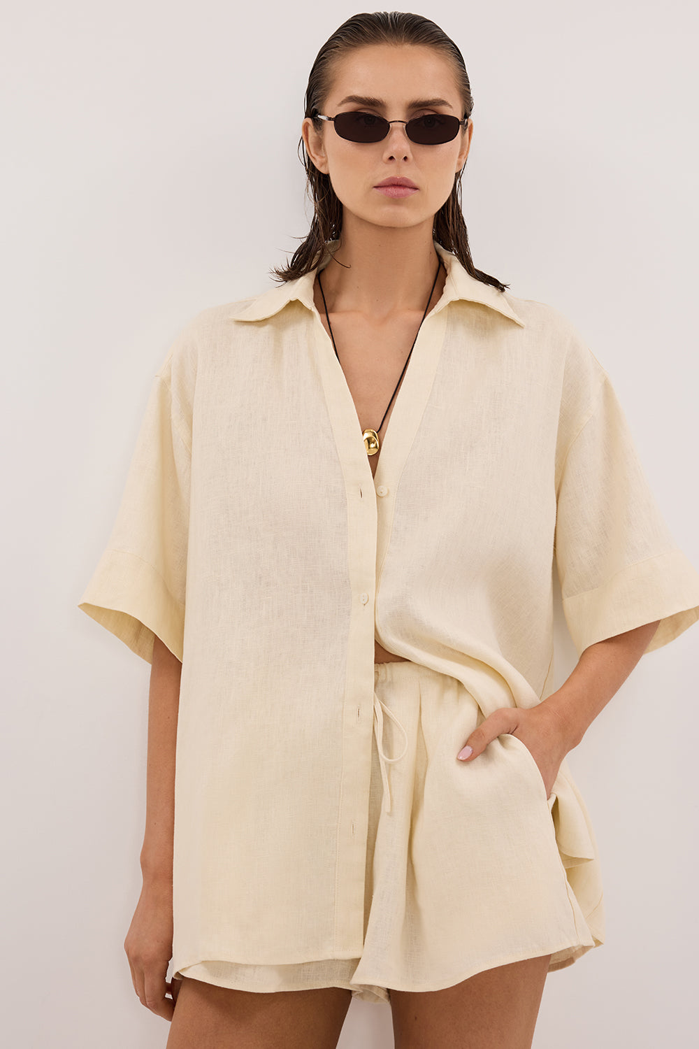 HELENA STRAW LINEN SHORT