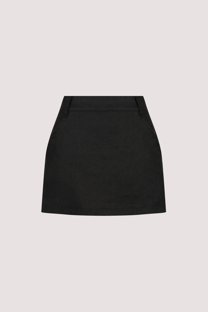 EVIE BLACK LINEN SKORT