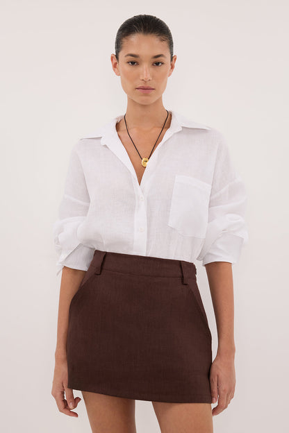 EVIE COCOA LINEN SKORT