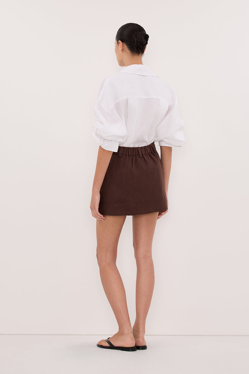 EVIE COCOA LINEN SKORT