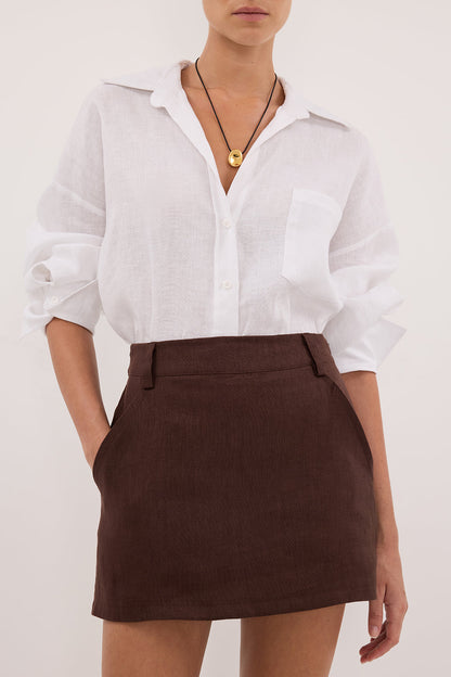 EVIE COCOA LINEN SKORT