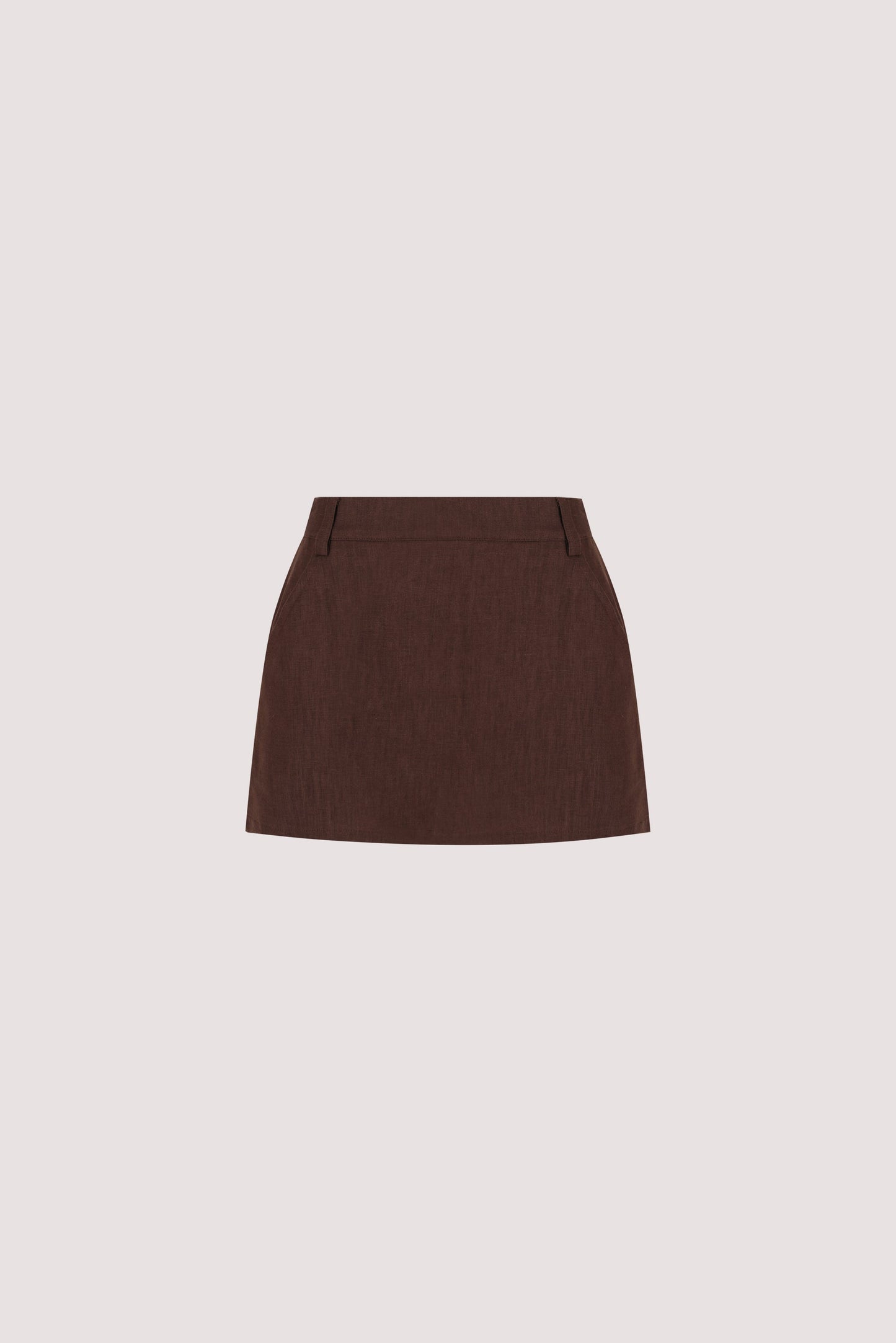 EVIE COCOA LINEN SKORT