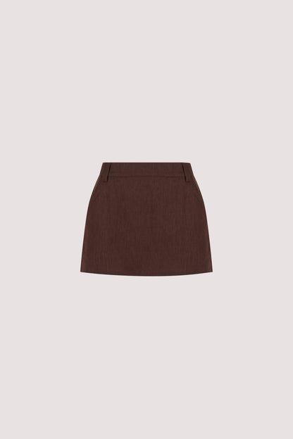 EVIE COCOA LINEN SKORT