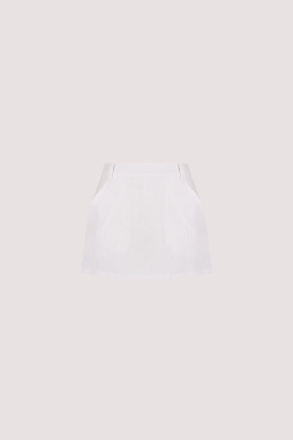 EVIE WHITE LINEN SKORT