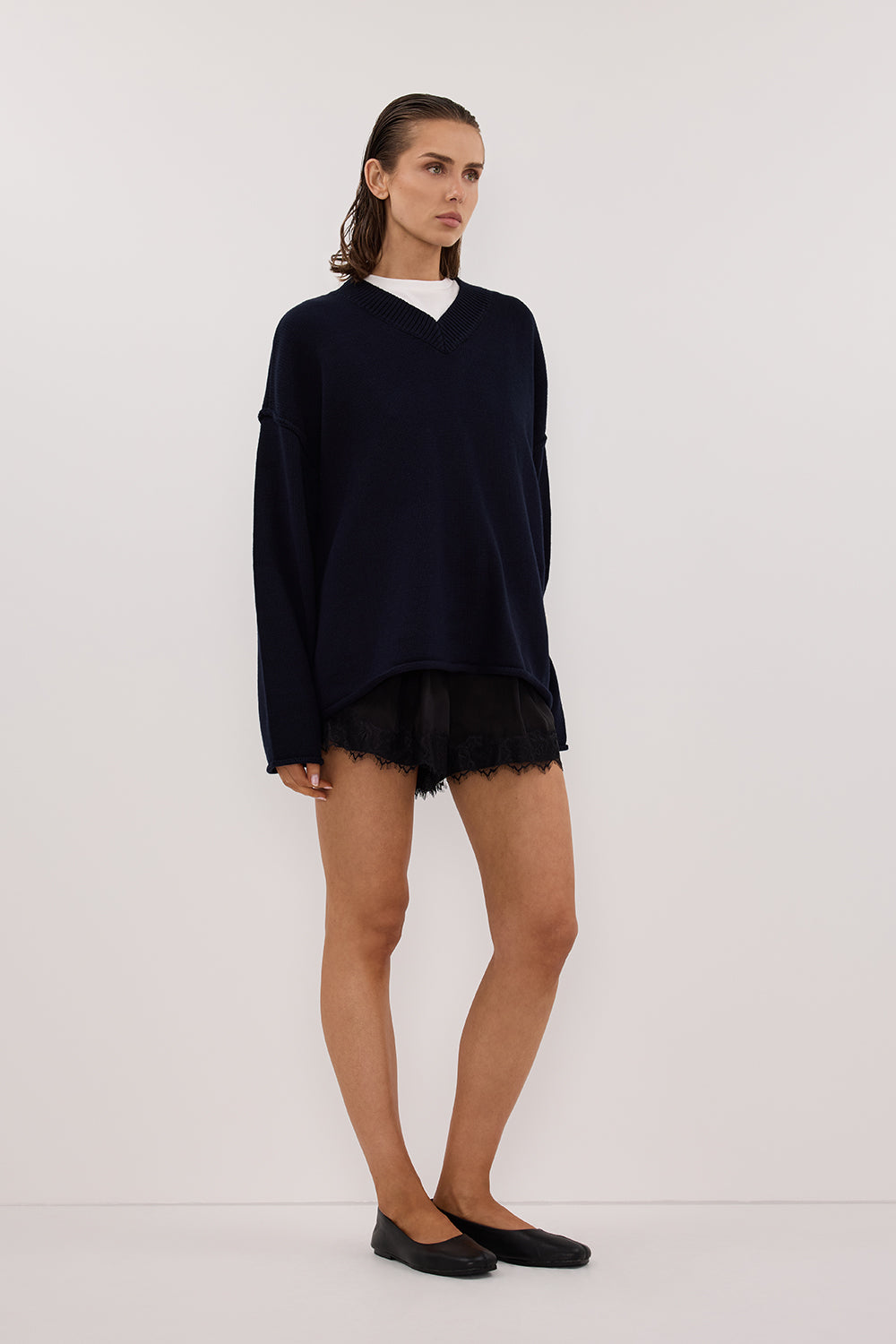 ANDREA BLACK CUPRO LACE SHORT