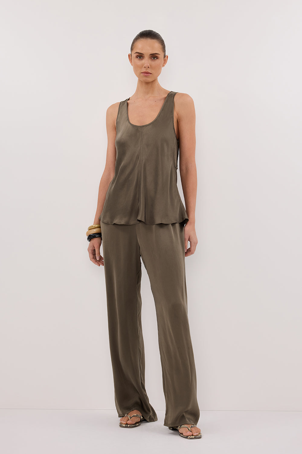 PERCY OLIVE SILK PANT