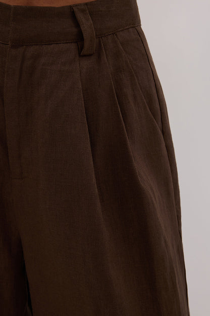 HOLDEN BITTER CHOC LINEN PANT