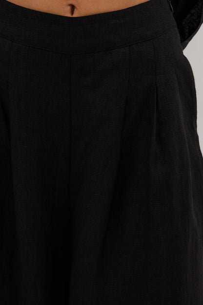 CODY BLACK WIDE LINEN PANT