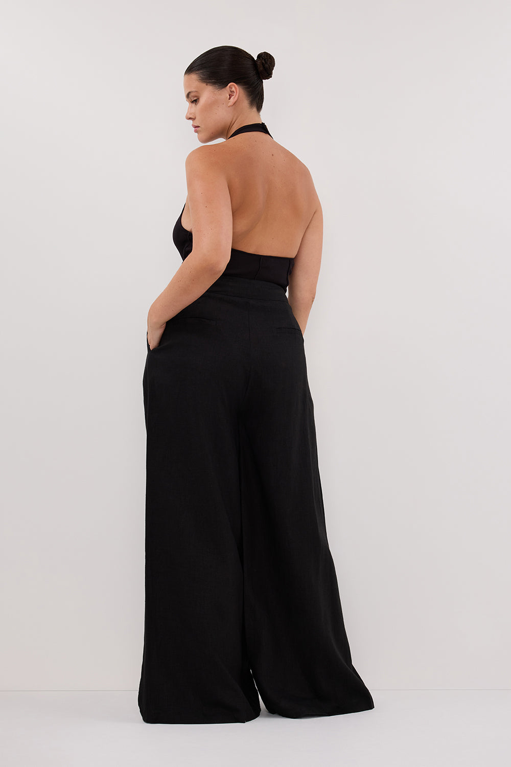 CODY BLACK WIDE LINEN PANT