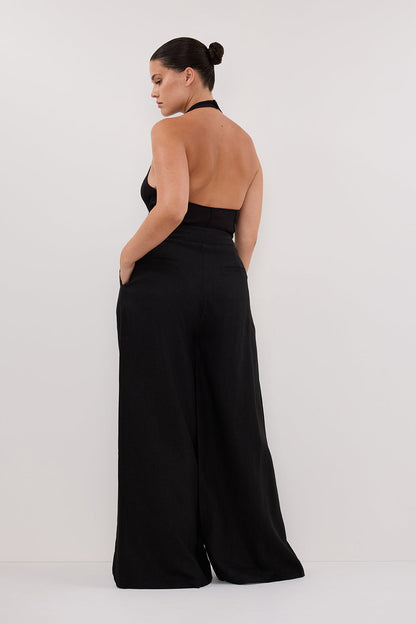 CODY BLACK WIDE LINEN PANT