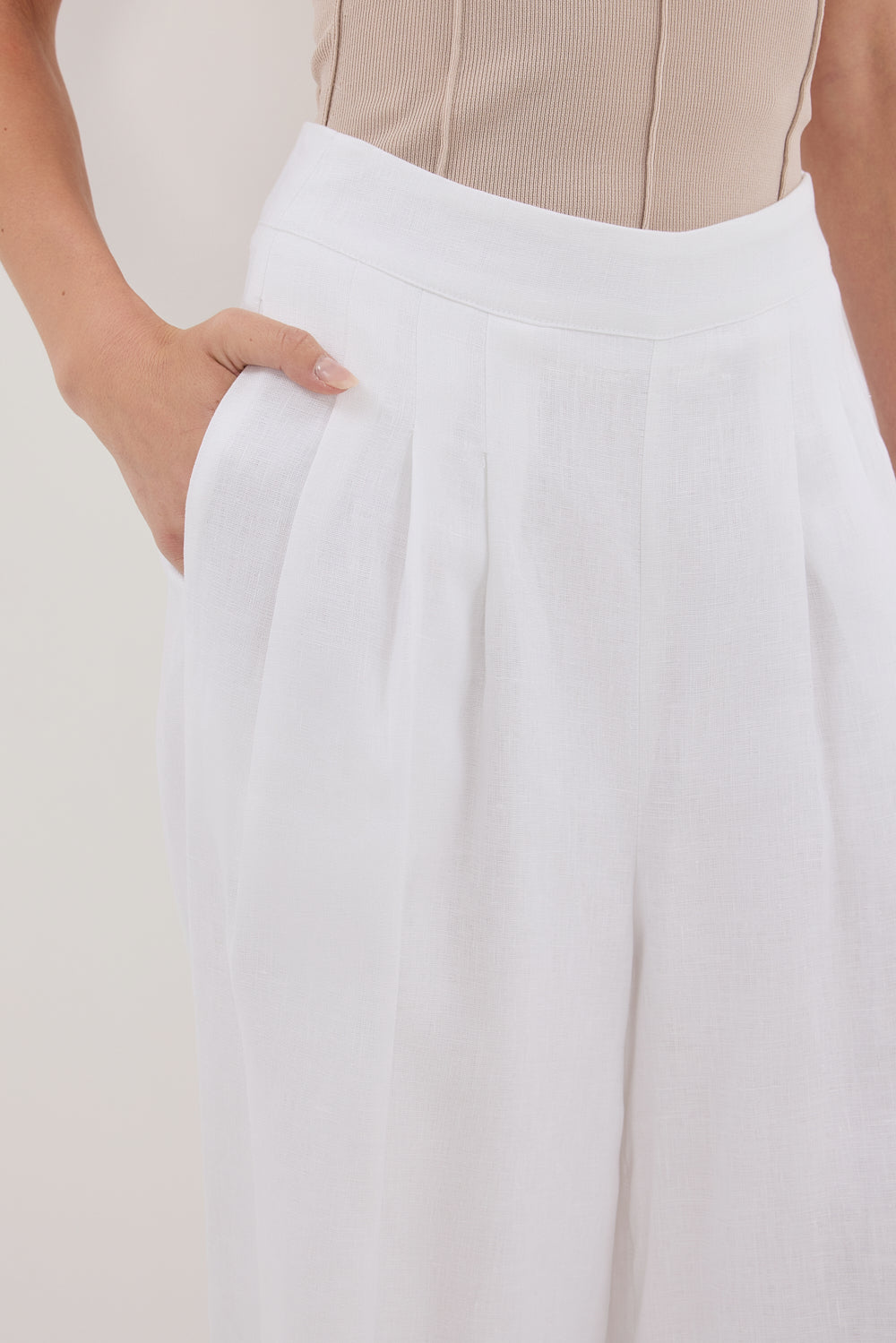 CODY WHITE WIDE LINEN PANT