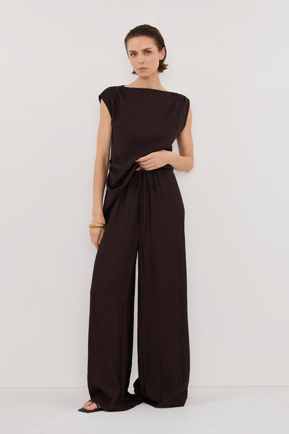 SHYLA BITTER CHOC WIDE LEG PANT