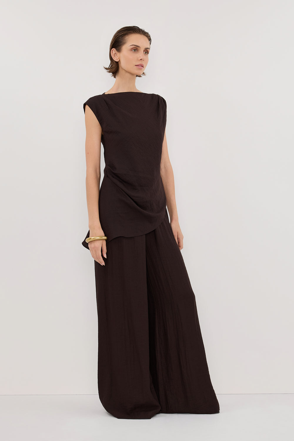 SHYLA BITTER CHOC WIDE LEG PANT