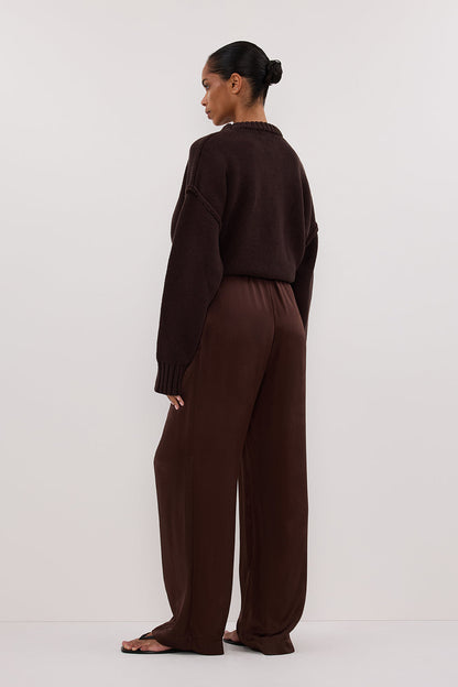 MONICA BITTER CHOC SATIN PANT