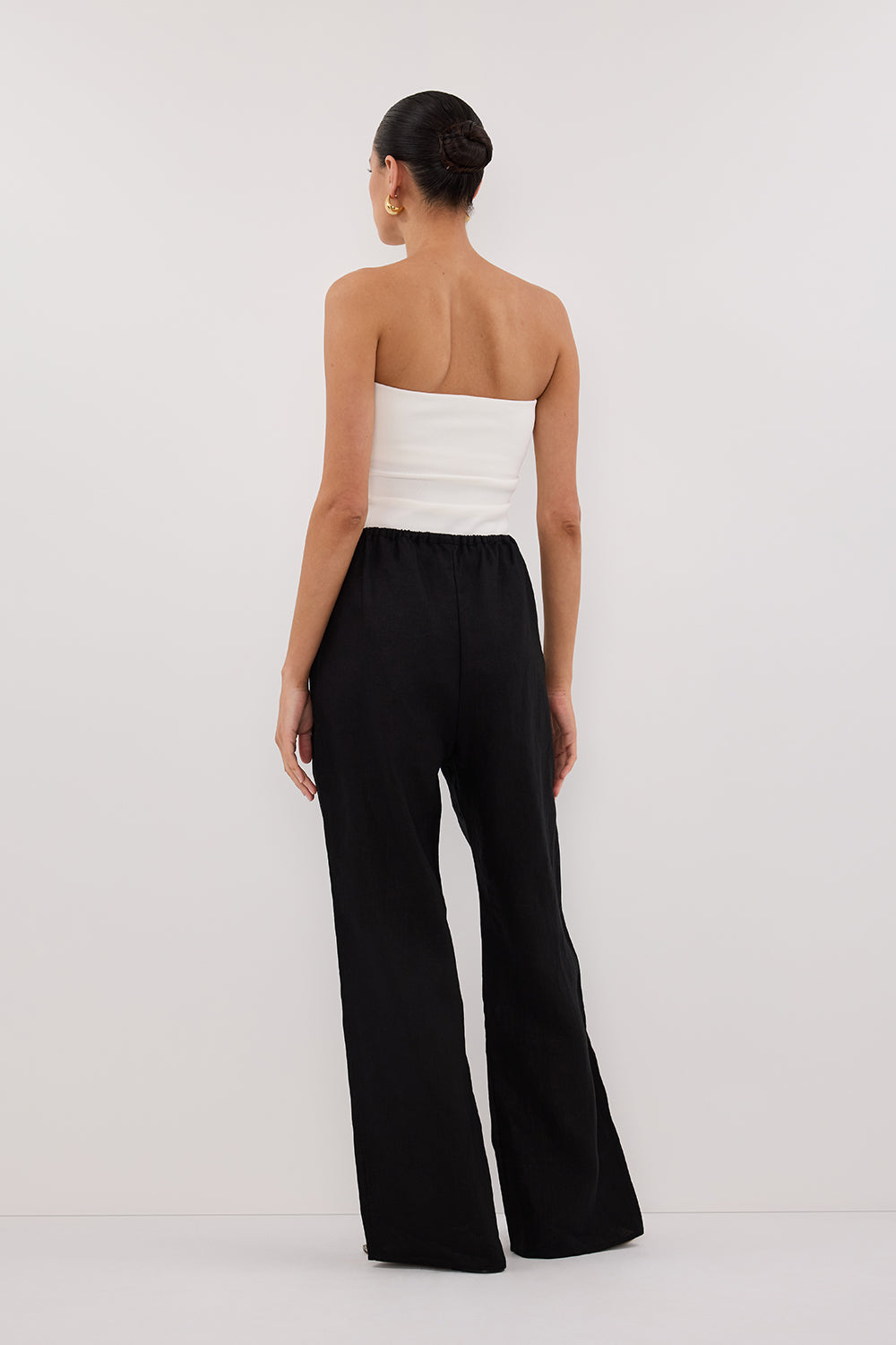 CARLA BLACK DRAWSTRING LINEN PANT