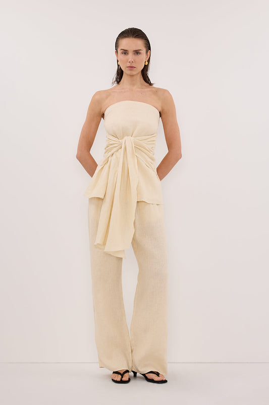 CARLA BUTTERMILK DRAWSTRING LINEN PANT