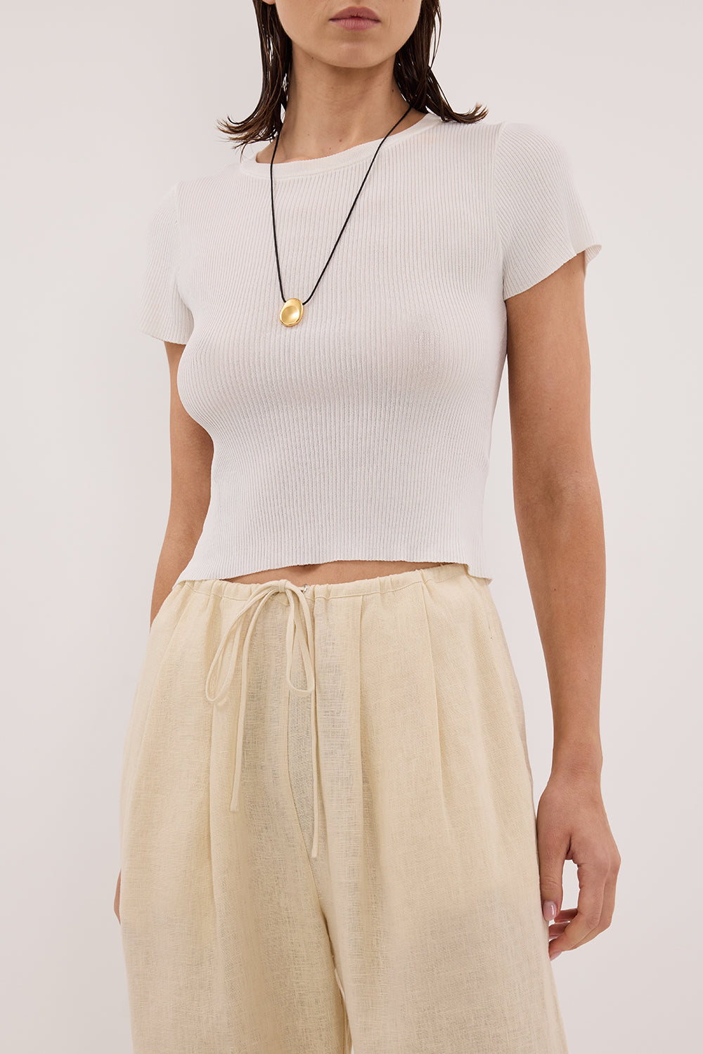 CARLA BUTTERMILK DRAWSTRING LINEN PANT