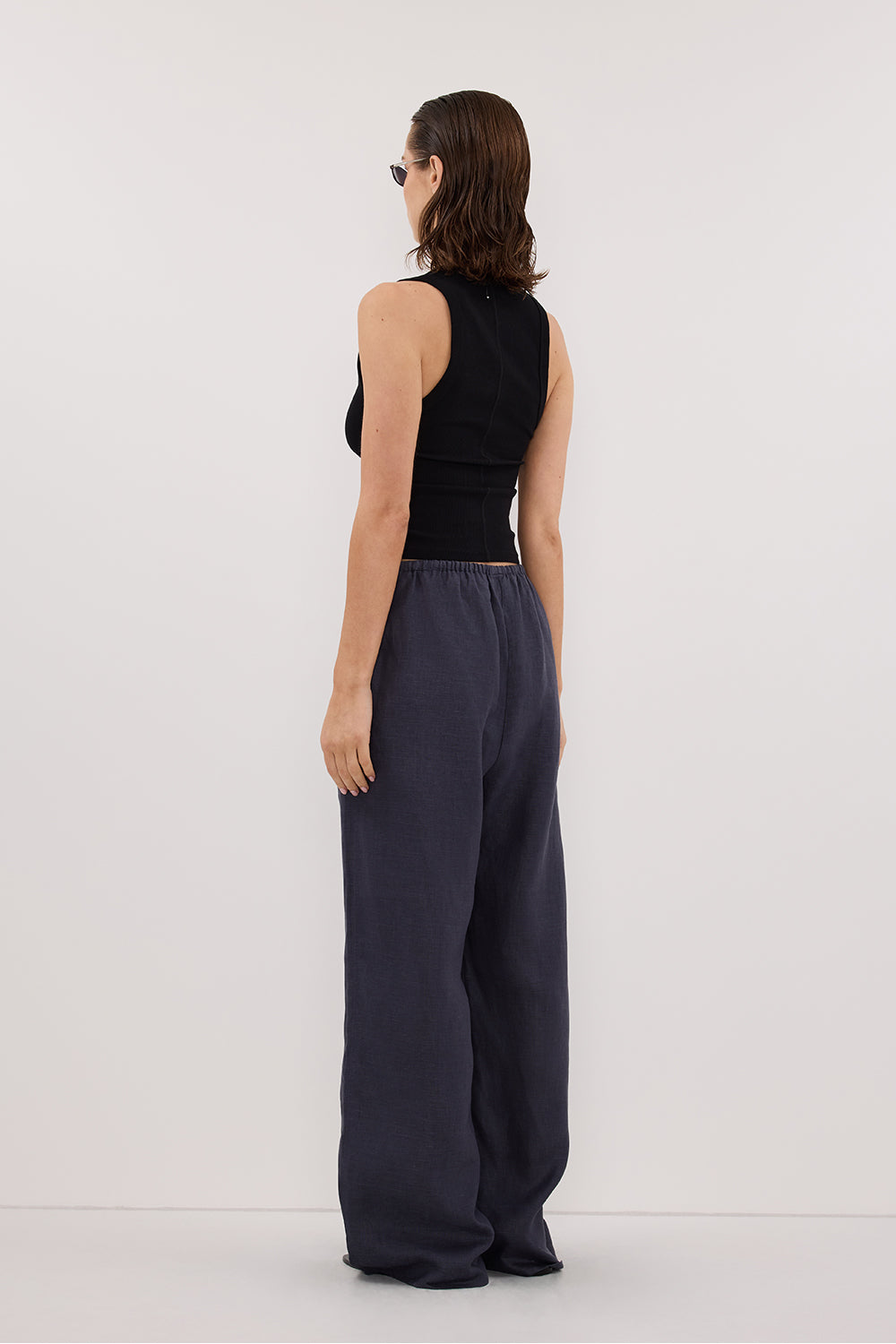 CARLA INDIGO DRAWSTRING LINEN PANT