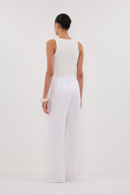 CARLA WHITE DRAWSTRING LINEN PANT