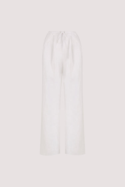 CARLA WHITE DRAWSTRING LINEN PANT