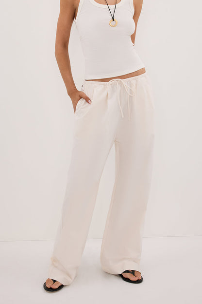RHEA CREAM COTTON DRAWSTRING PANT