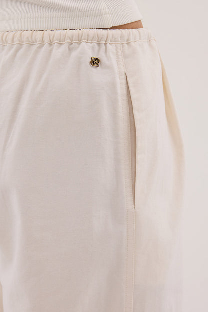 RHEA CREAM COTTON DRAWSTRING PANT