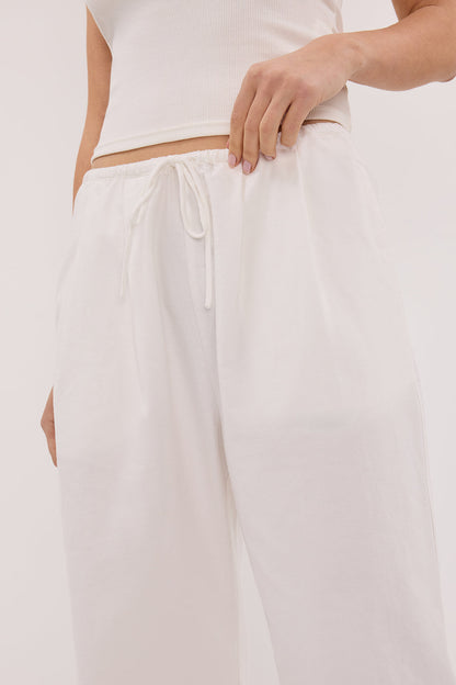 RHEA WHITE COTTON DRAWSTRING PANT