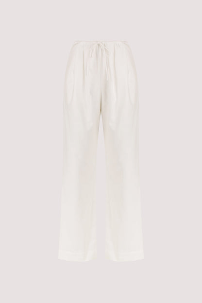 RHEA WHITE COTTON DRAWSTRING PANT