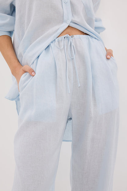 ELLIS ICE BLUE LINEN PANT