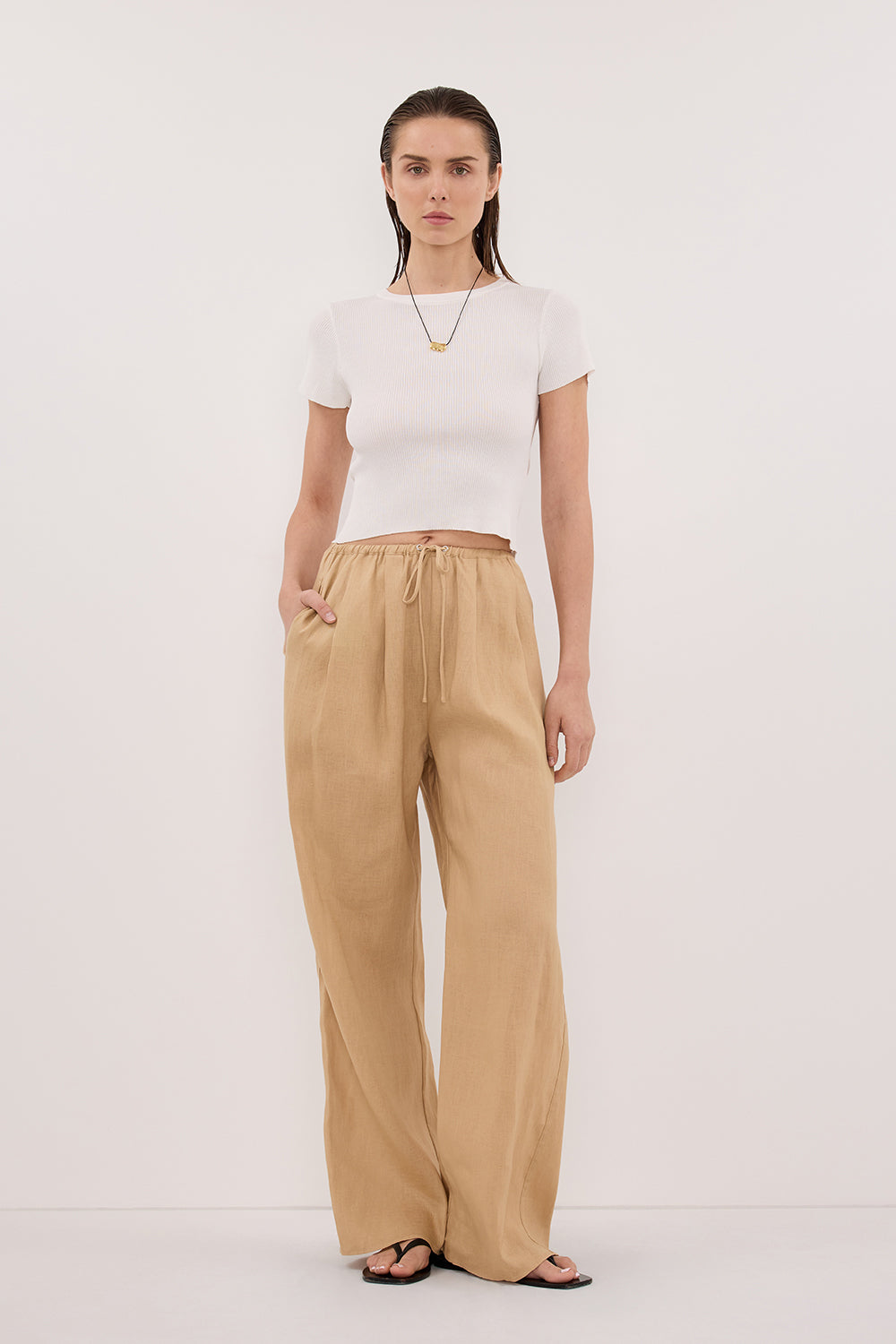 LUNE TAN LINEN PANT
