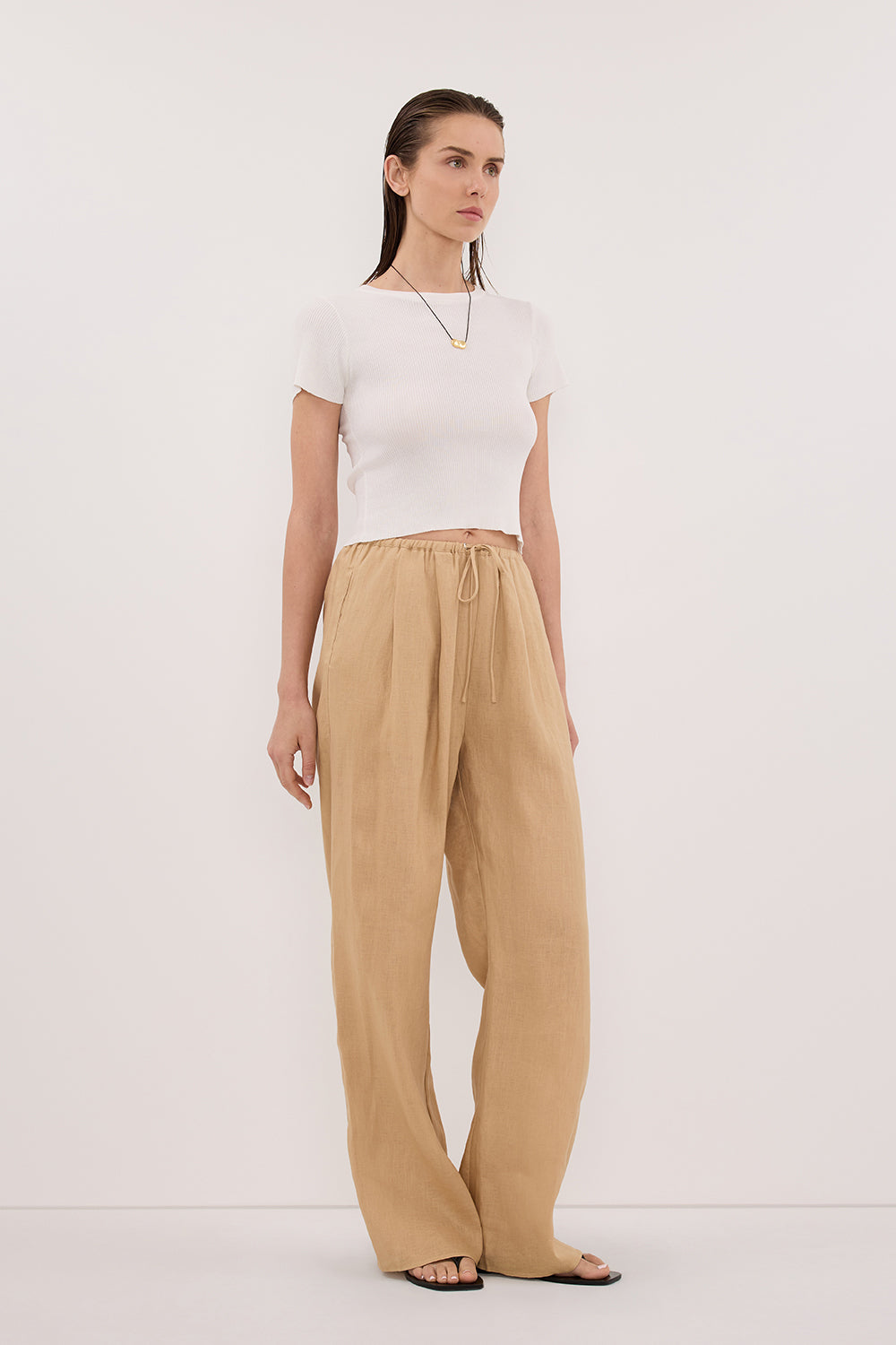 LUNE TAN LINEN PANT