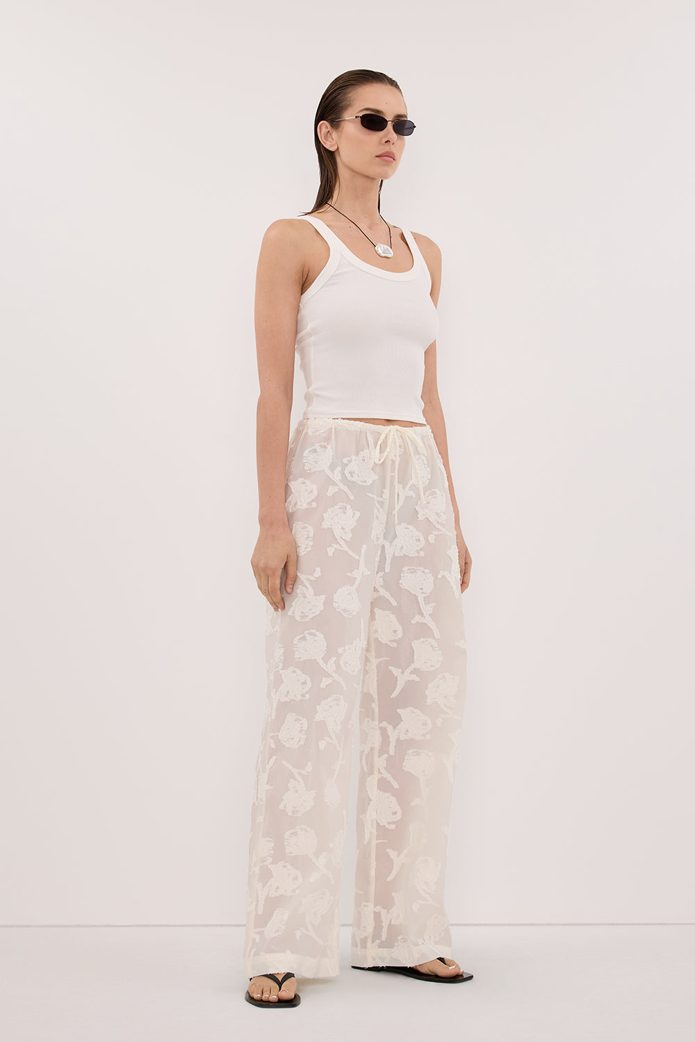 AZALEA OFF WHITE JACQUARD PANT