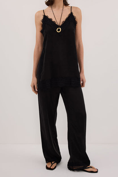 ANDREA BLACK CUPRO LACE PANT