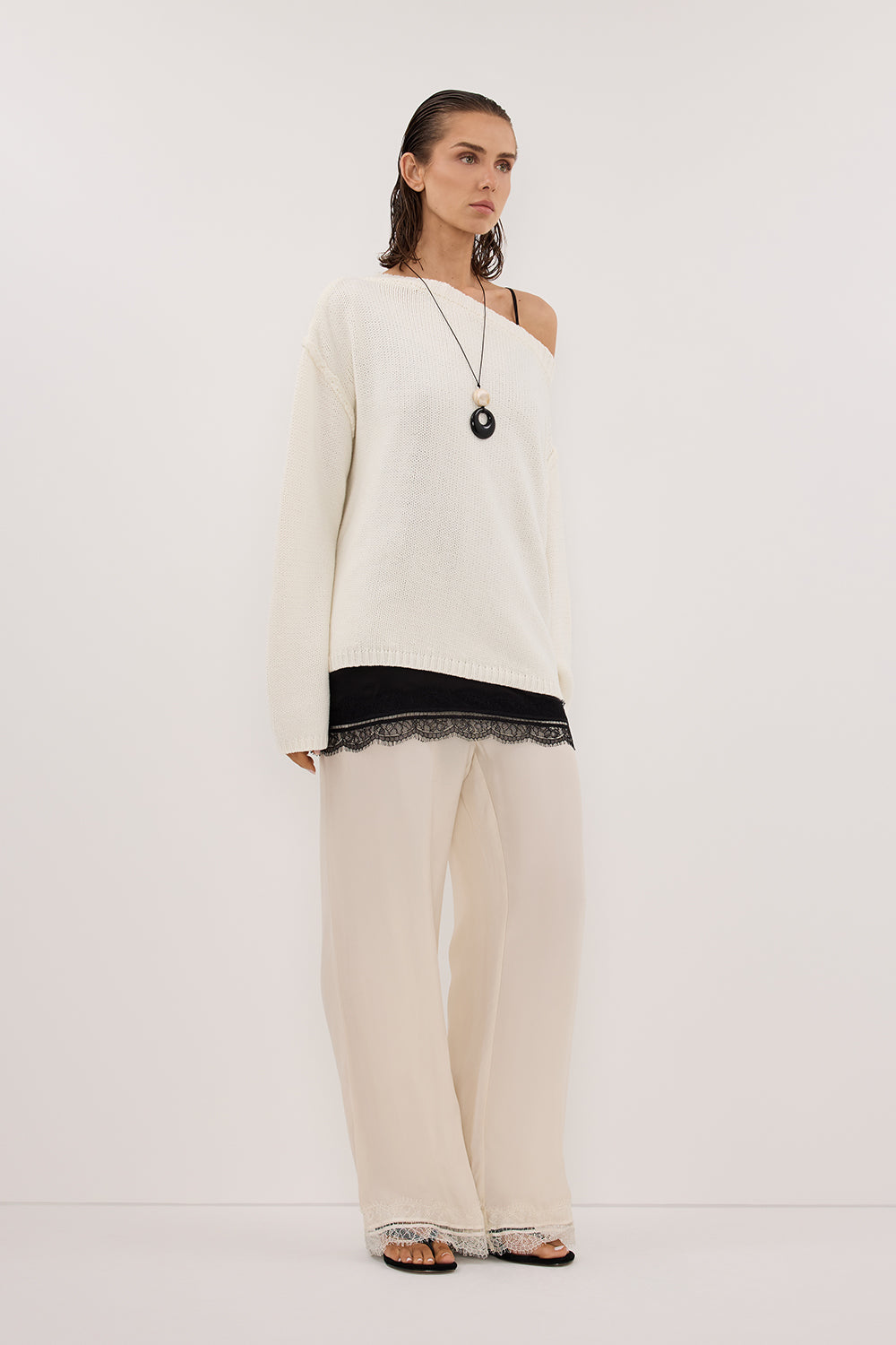 ANDREA SANDSTONE CUPRO LACE PANT