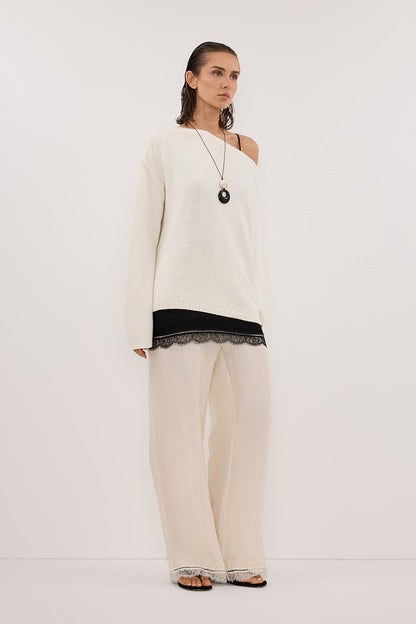 ANDREA SANDSTONE CUPRO LACE PANT