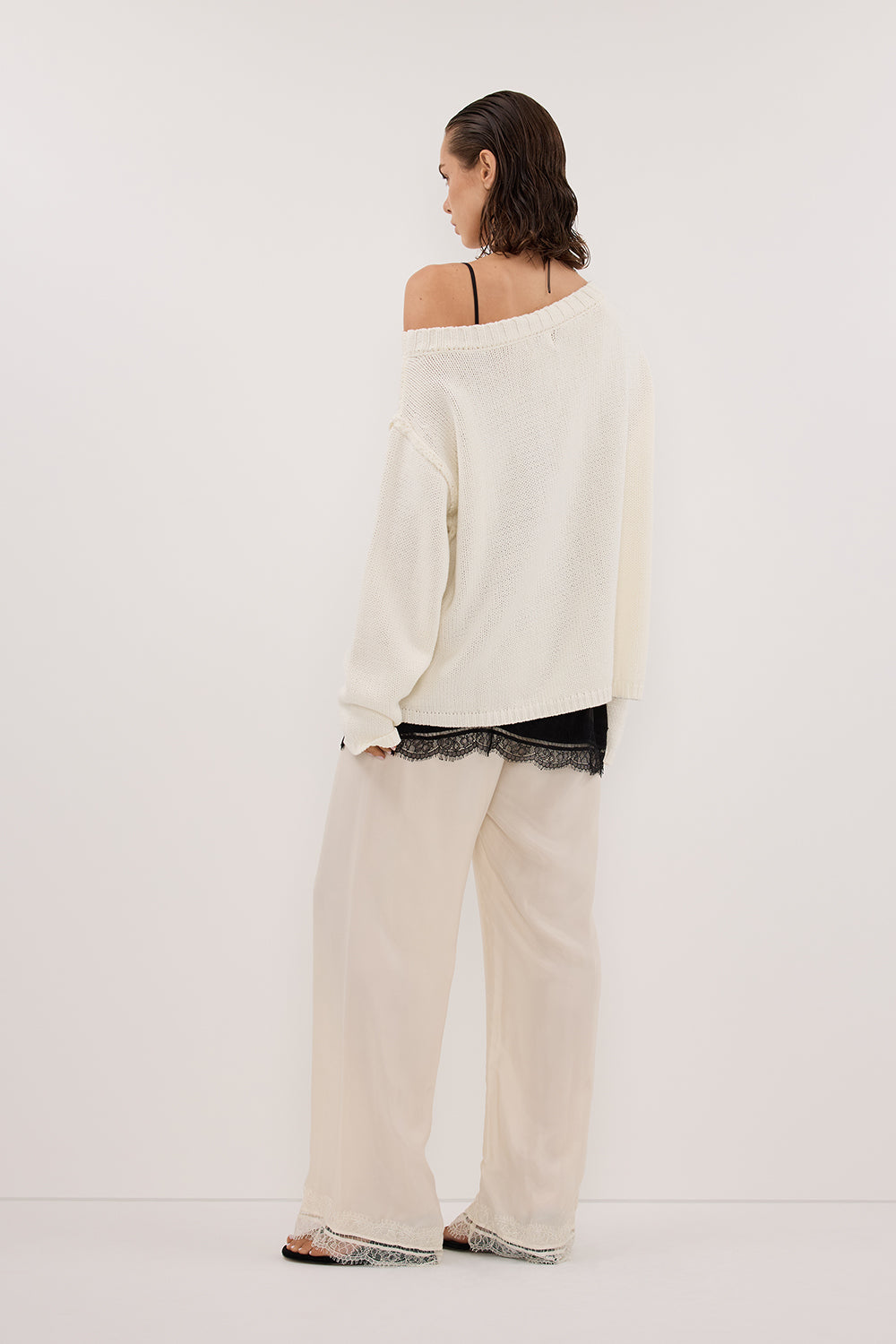 ANDREA SANDSTONE CUPRO LACE PANT