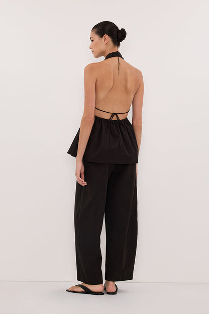 SCOUT BLACK COTTON BARREL LEG PANT