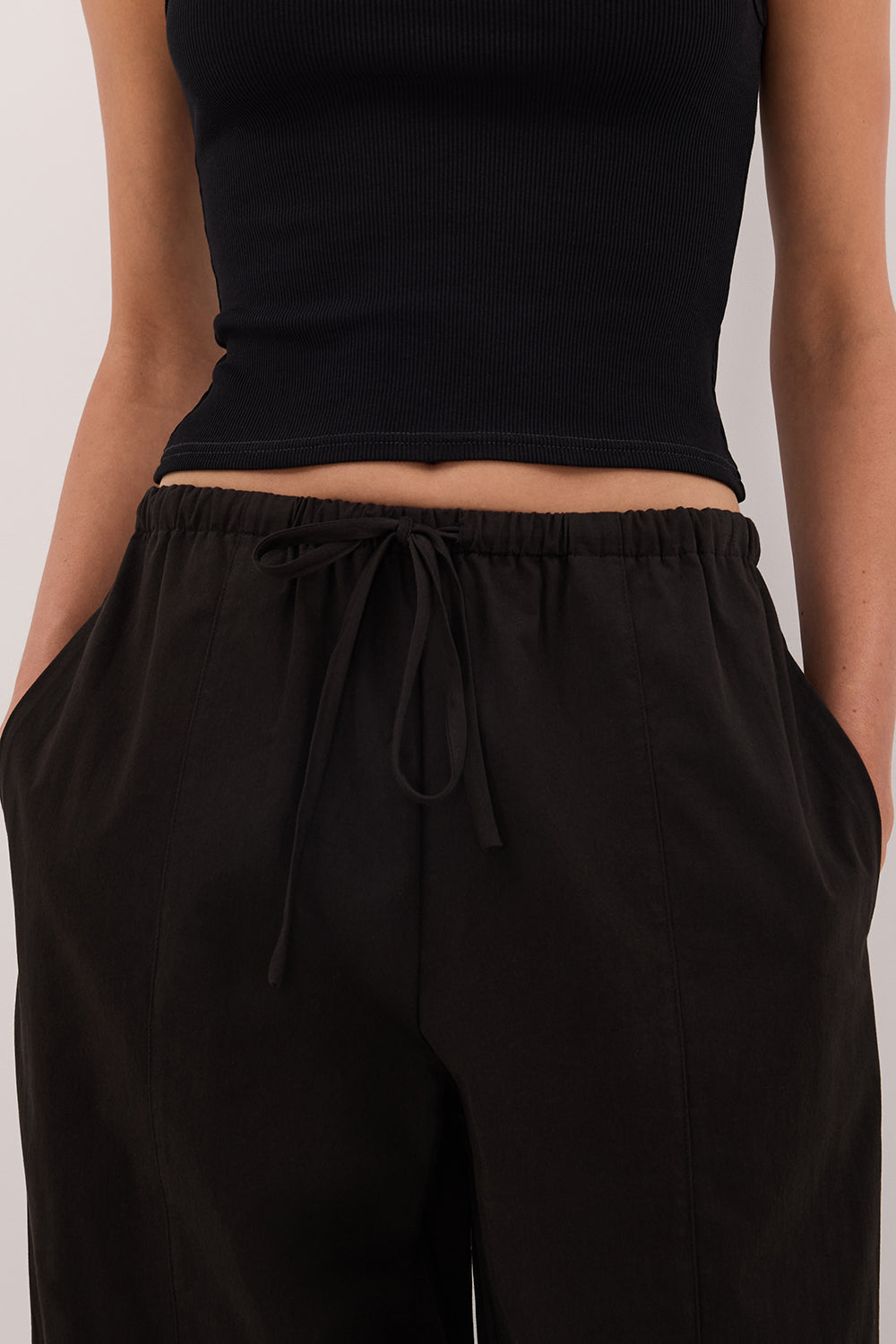 SCOUT BLACK COTTON BARREL LEG PANT