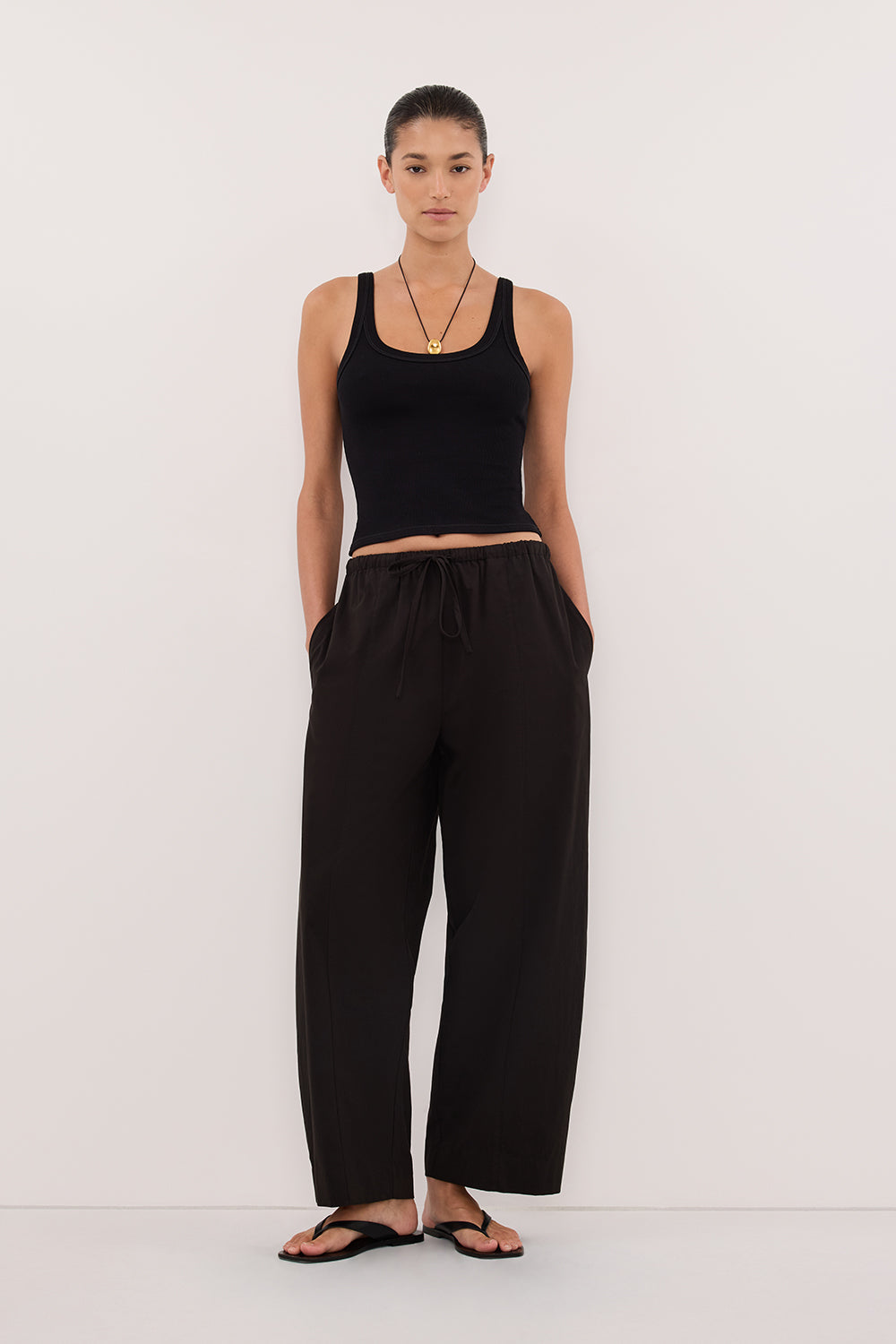 SCOUT BLACK COTTON BARREL LEG PANT