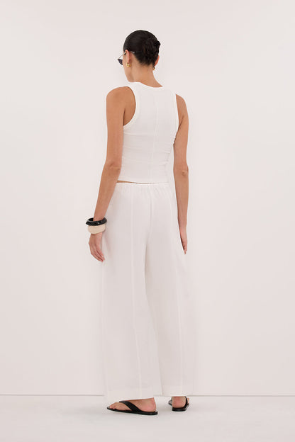 SCOUT WHITE COTTON BARREL LEG PANT