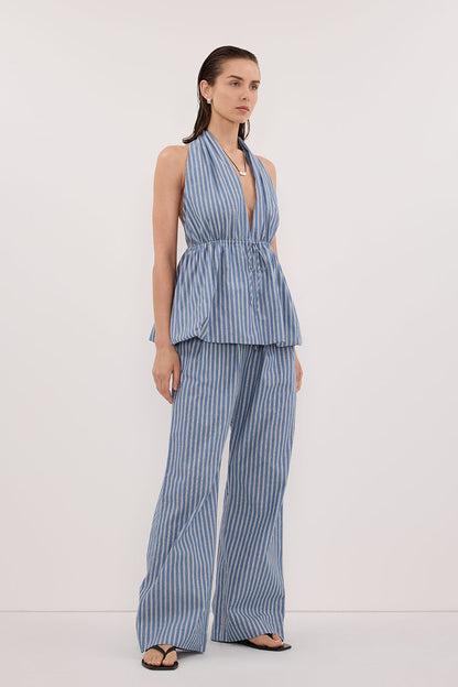 GRACIE BLUE STRIPE DRAWSTRING PANT