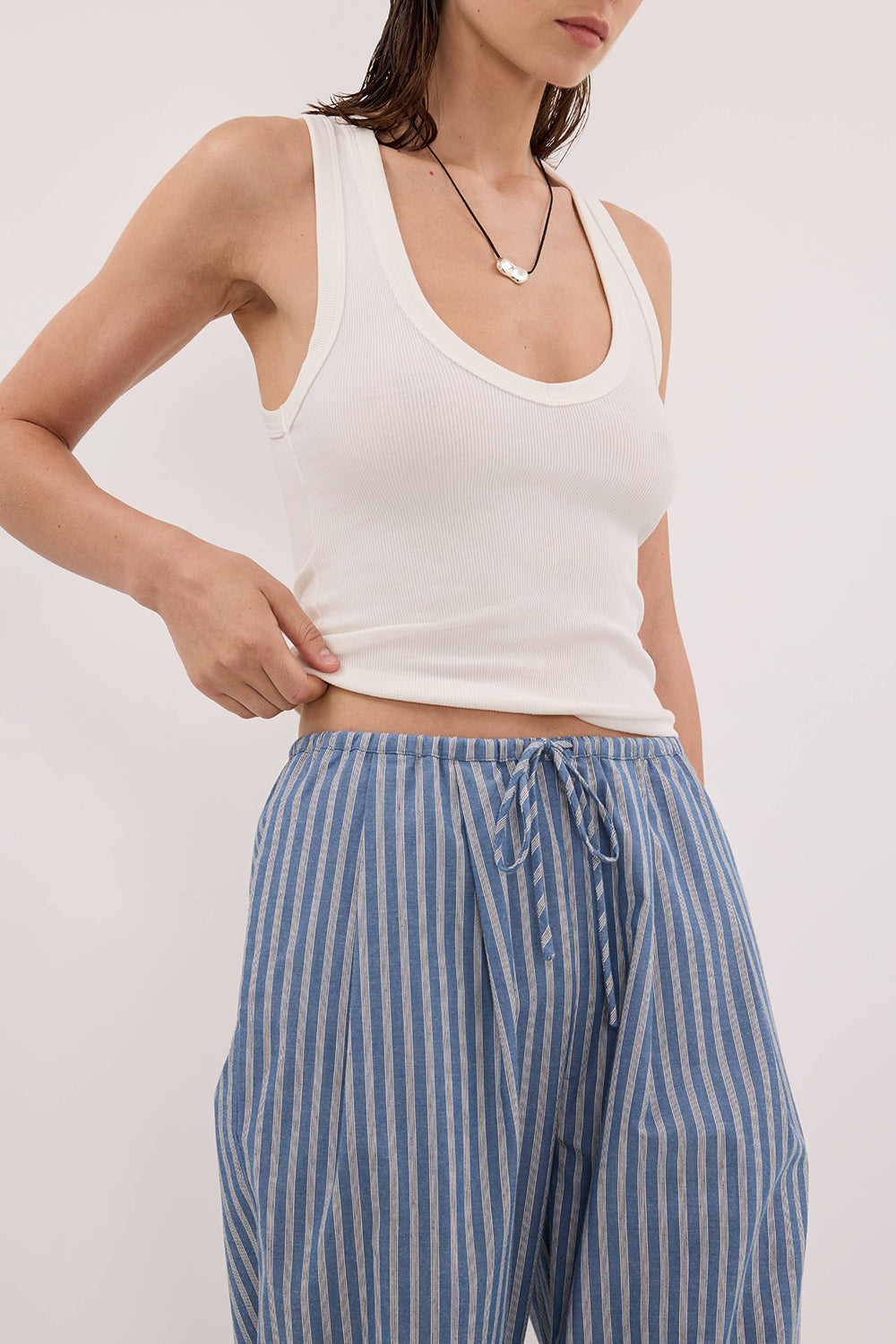 GRACIE BLUE STRIPE DRAWSTRING PANT