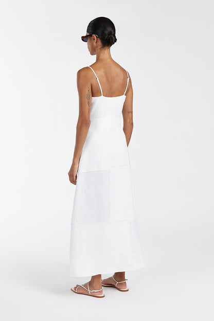 CATIE WHITE PATCHWORK MIDI DRESS
