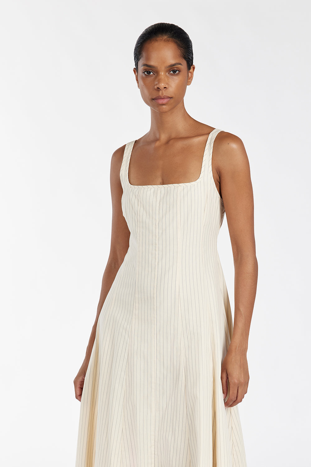 RILEY CREAM STRIPE MIDI DRESS