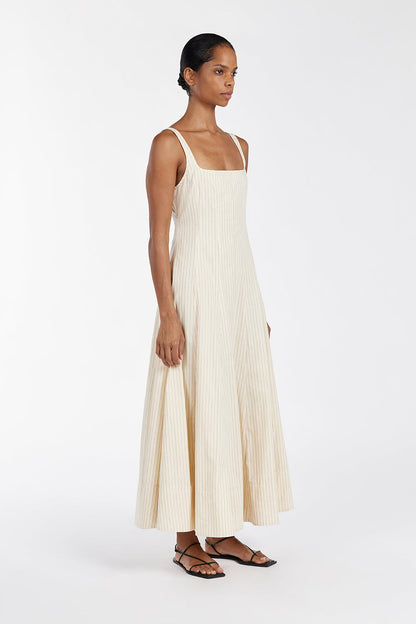 RILEY CREAM STRIPE MIDI DRESS